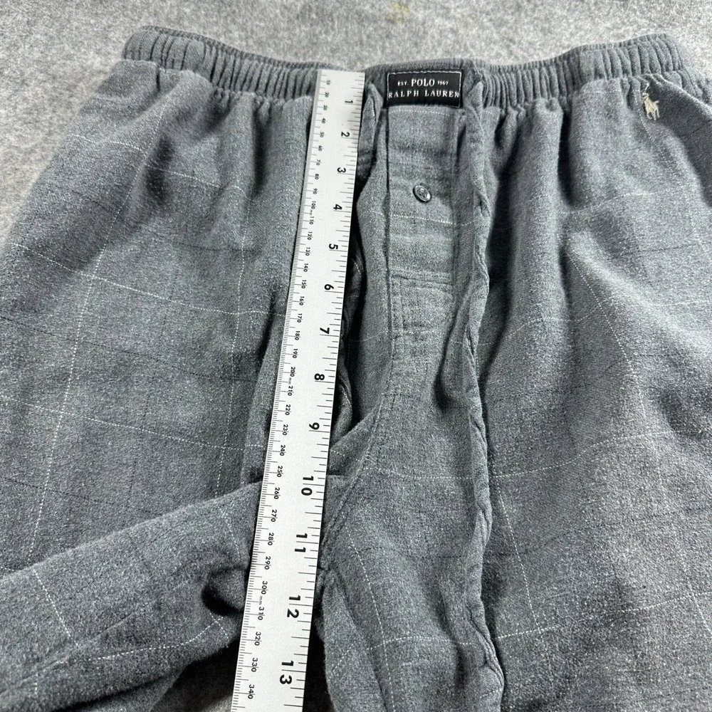 Polo Ralph Lauren Pajama Pants Mens M Gray Windowpane Plaid Cotton Sleepwear